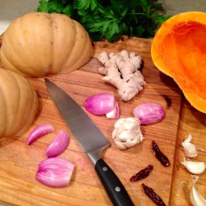 Roasted Pumpkin Soup with Toasted Coconut & Frizzled Shallots