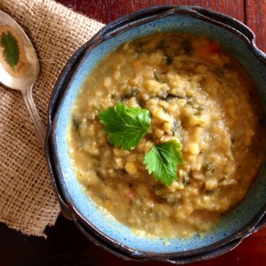 Yellow Split Pea Soup With Chard and Dill